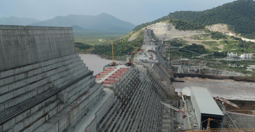 The Grand Ethiopian Renaissance Dam under construction on the Blue Nile.