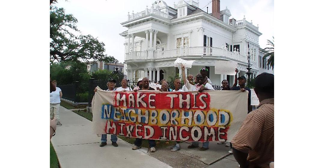 Former St. Bernard Houses residents protest, St. Charles Ave, 2006
